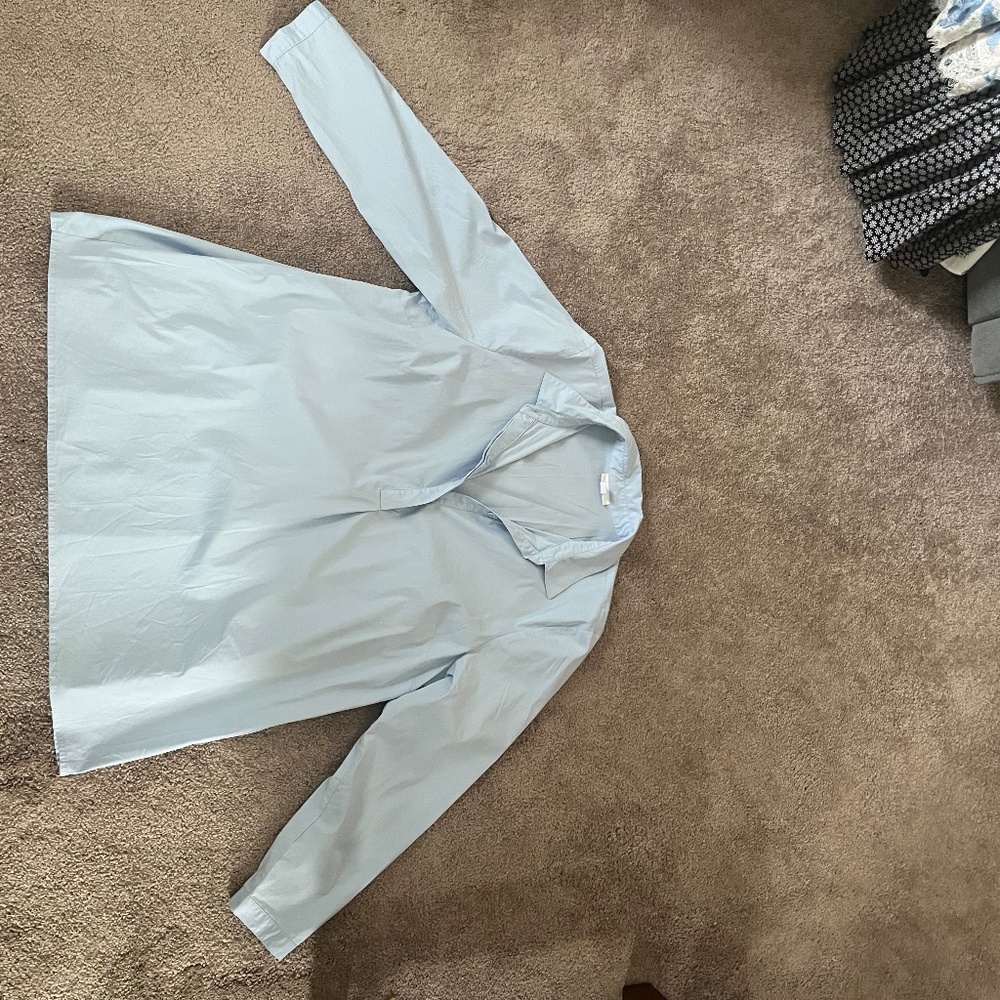 J JILL BLOUSE. Sz PL. Light Blue Cotton